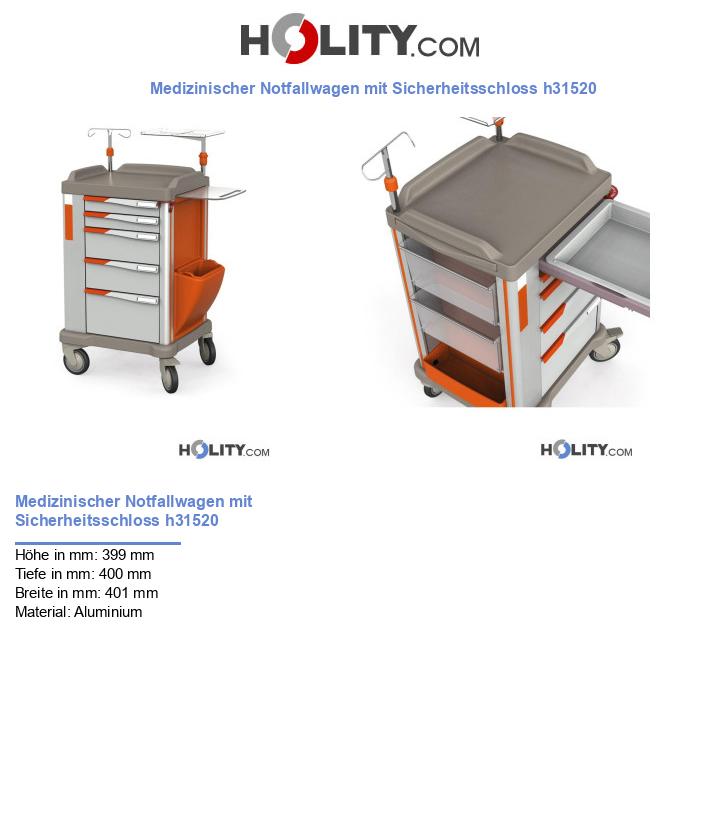 Medizinischer Notfallwagen mit Sicherheitsschloss h31520