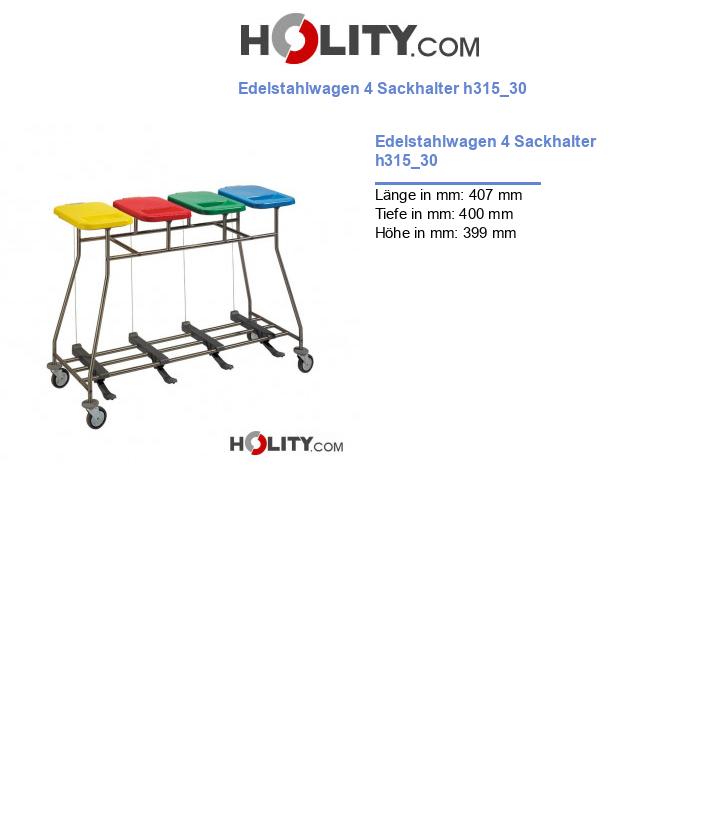 Edelstahlwagen 4 Sackhalter h315_30