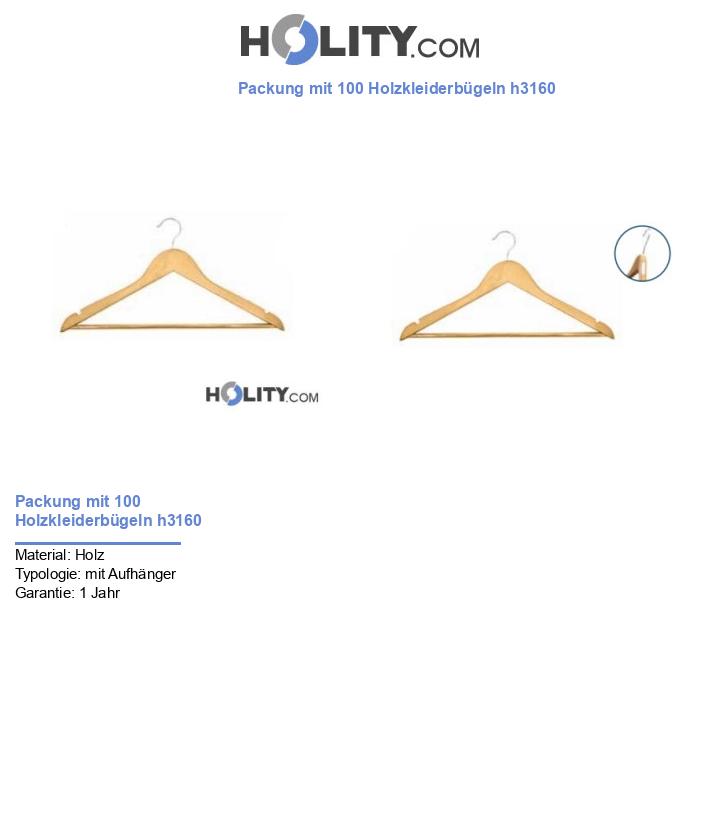 Packung mit 100 Holzkleiderbügeln h3160