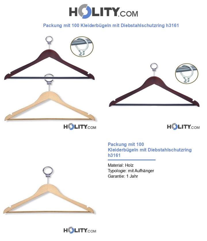 Packung mit 100 Kleiderbügeln mit Diebstahlschutzring h3161