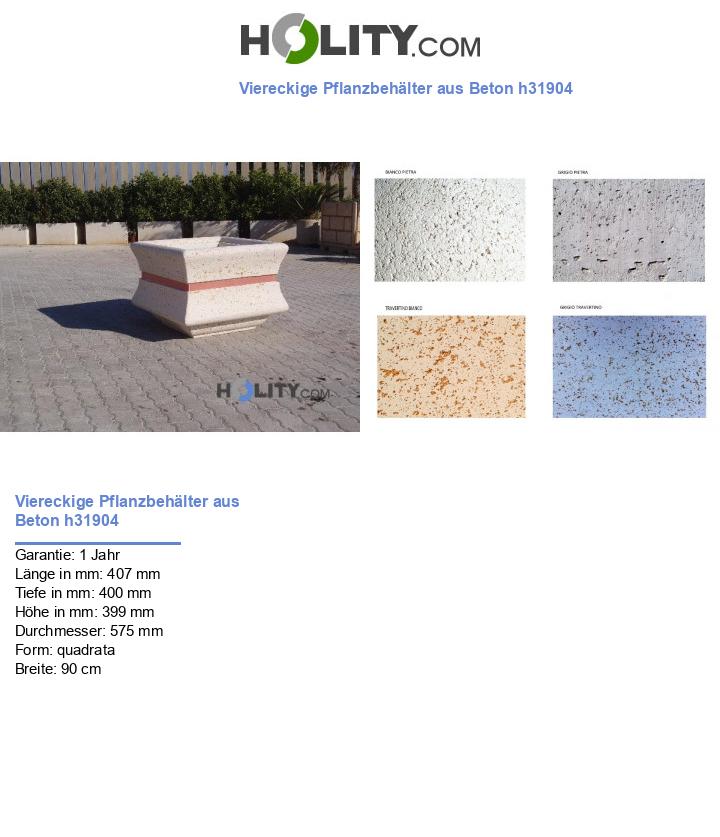 Viereckige Pflanzbehälter aus Beton h31904