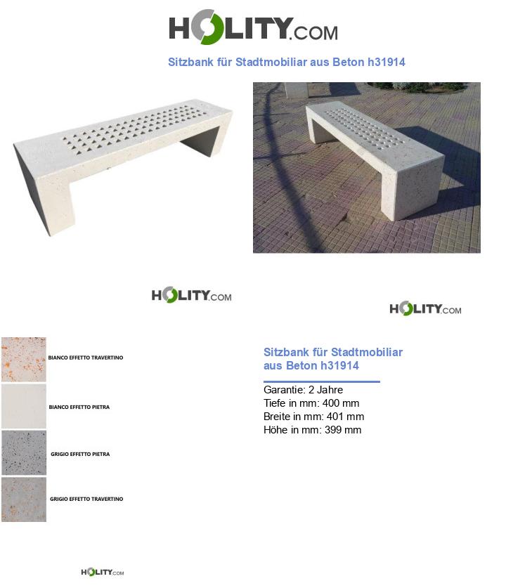 Sitzbank für Stadtmobiliar aus Beton h31914