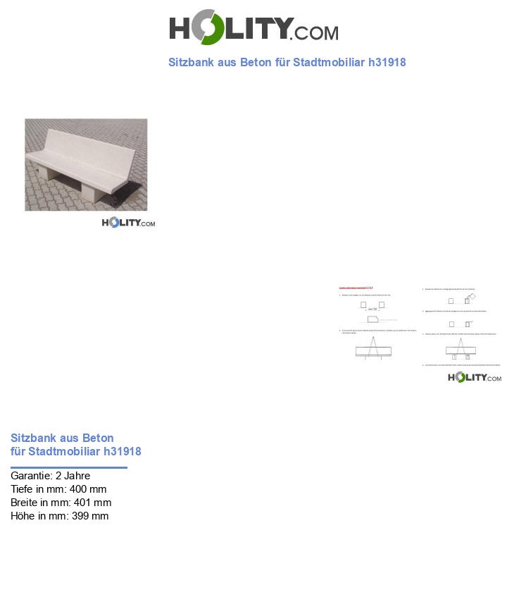 Sitzbank aus Beton für Stadtmobiliar h31918