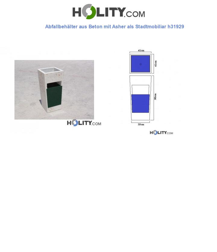 Abfallbehälter aus Beton mit Asher als Stadtmobiliar h31929