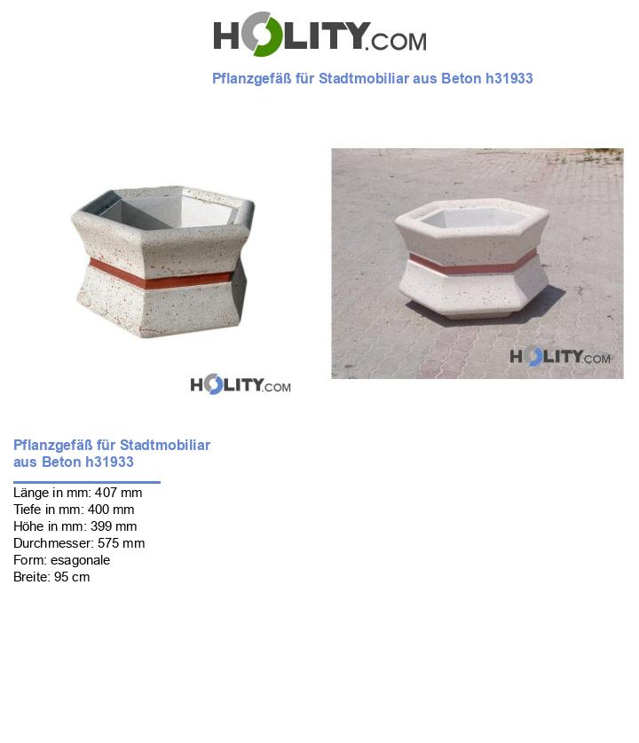 Pflanzgefäß für Stadtmobiliar aus Beton h31933