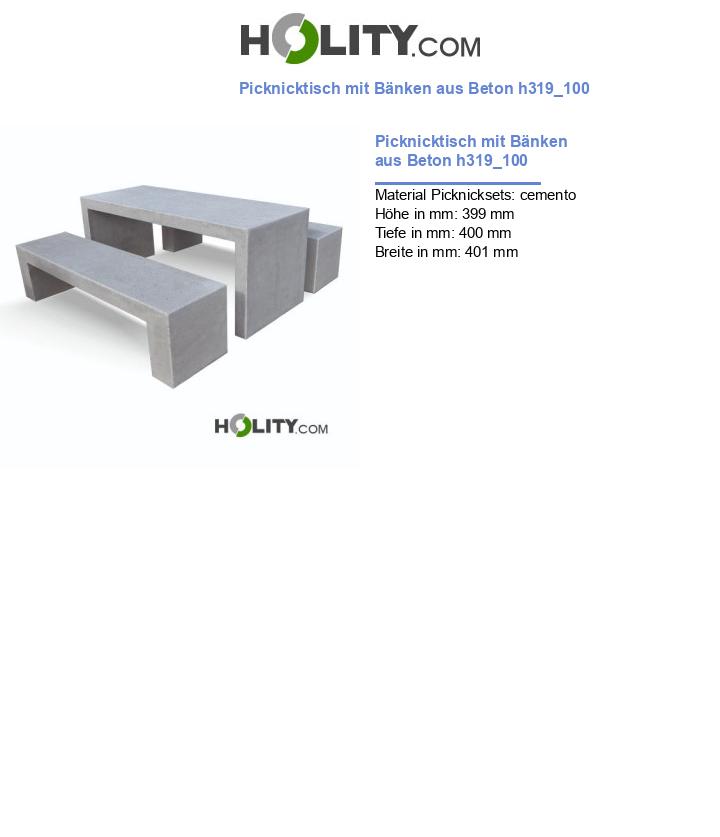 Picknicktisch mit Bänken aus Beton h319_100
