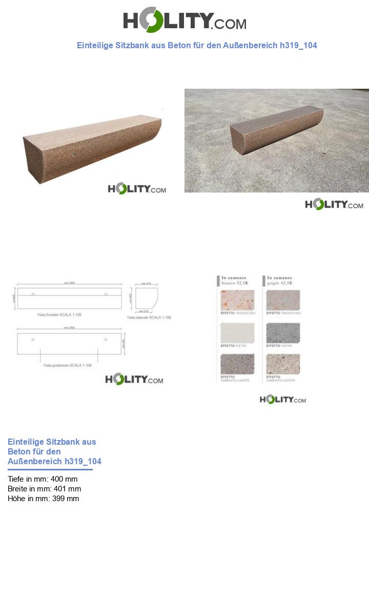Einteilige Sitzbank aus Beton für den Außenbereich h319_104