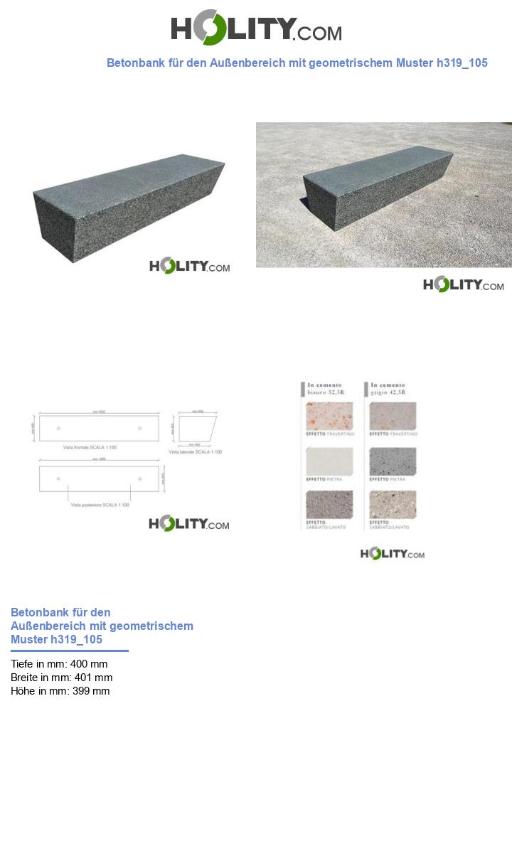 Betonbank für den Außenbereich mit geometrischem Muster h319_105
