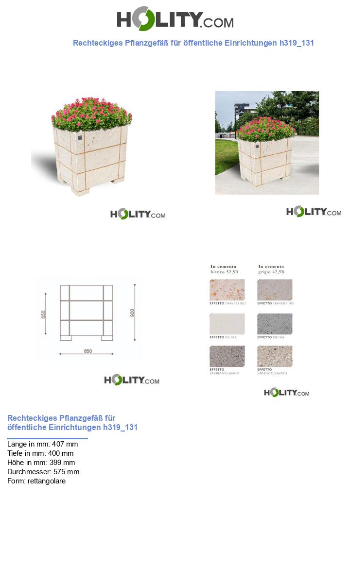 Rechteckiges Pflanzgefäß für öffentliche Einrichtungen h319_131