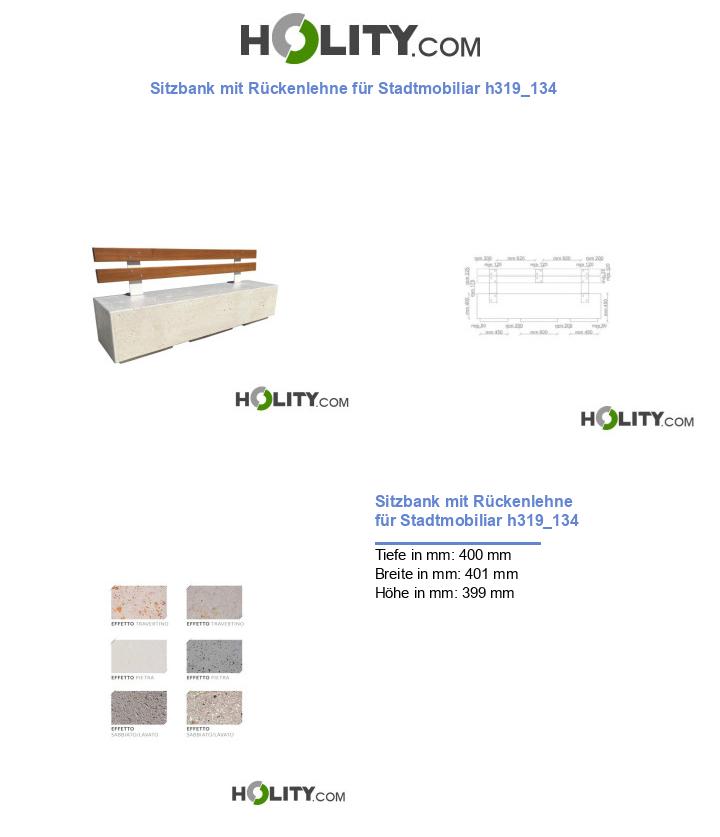Sitzbank mit Rückenlehne für Stadtmobiliar h319_134
