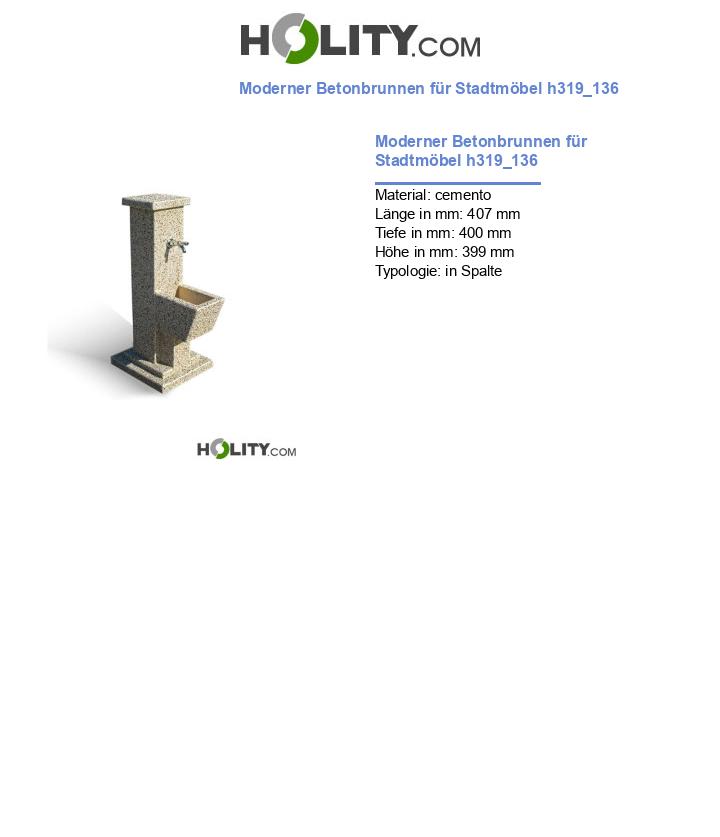 Moderner Betonbrunnen für Stadtmöbel h319_136