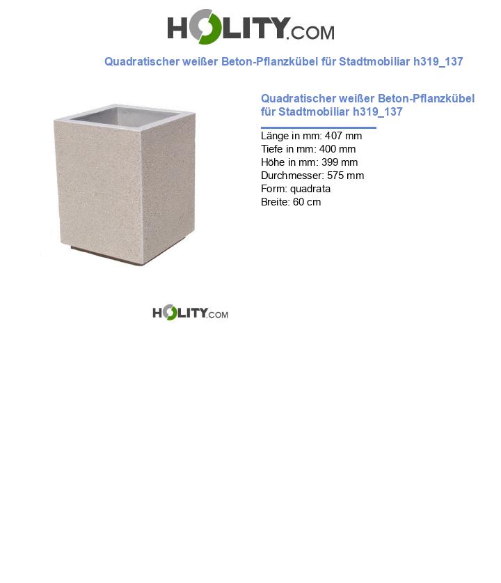 Quadratischer weißer Beton-Pflanzkübel für Stadtmobiliar h319_137