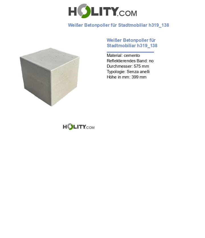Weißer Betonpoller für Stadtmobiliar h319_138