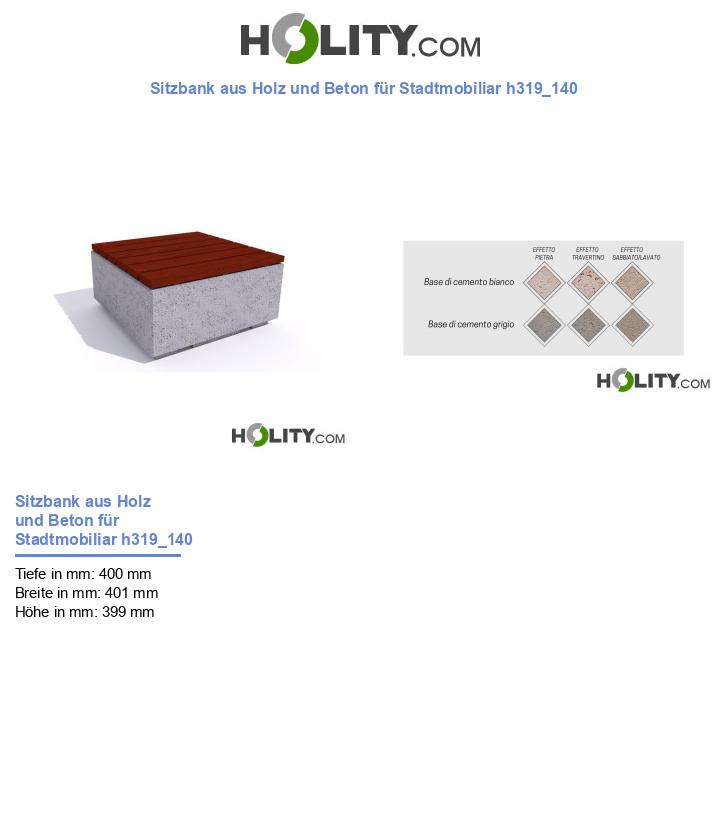 Sitzbank aus Holz und Beton für Stadtmobiliar h319_140