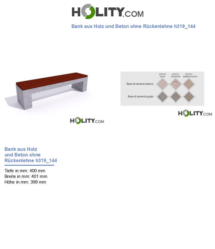 Bank aus Holz und Beton ohne Rückenlehne h319_144