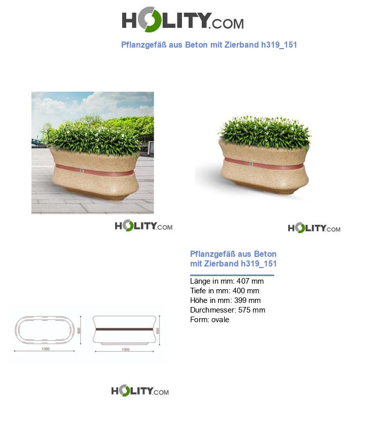 Pflanzgefäß aus Beton mit Zierband h319_151