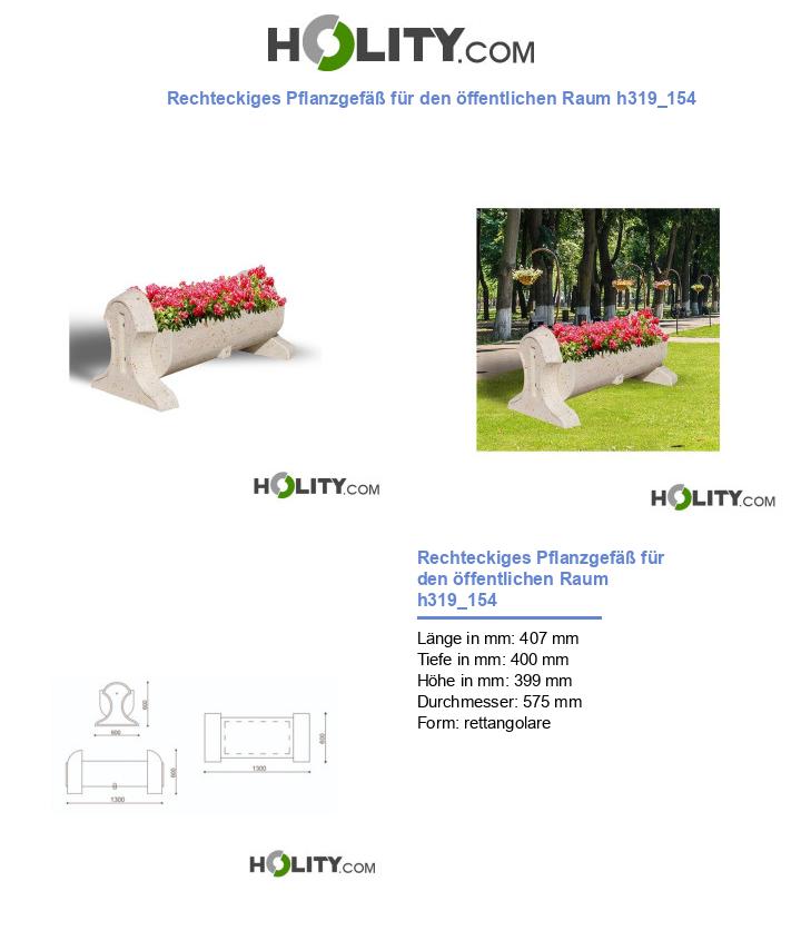 Rechteckiges Pflanzgefäß für den öffentlichen Raum h319_154