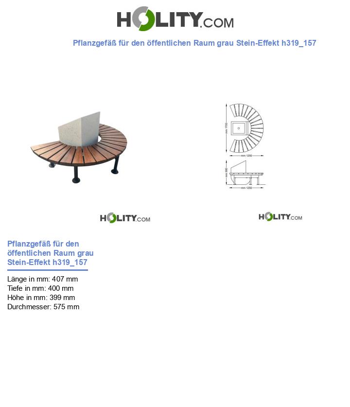 Pflanzgefäß für den öffentlichen Raum grau Stein-Effekt h319_157