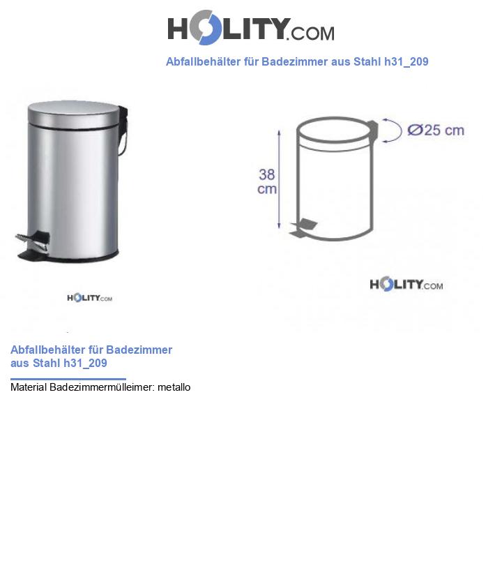 Abfallbehälter für Badezimmer aus Stahl h31_209