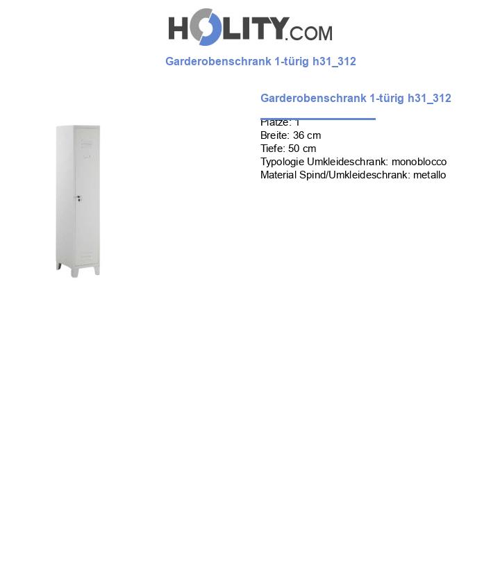 Garderobenschrank 1-türig h31_312