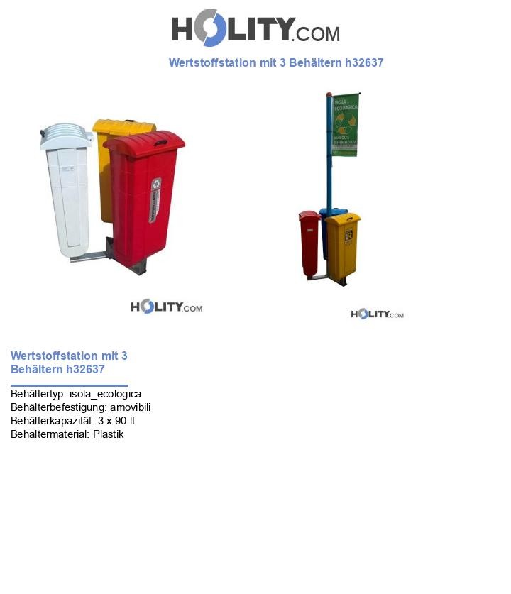 Wertstoffstation mit 3 Behältern h32637
