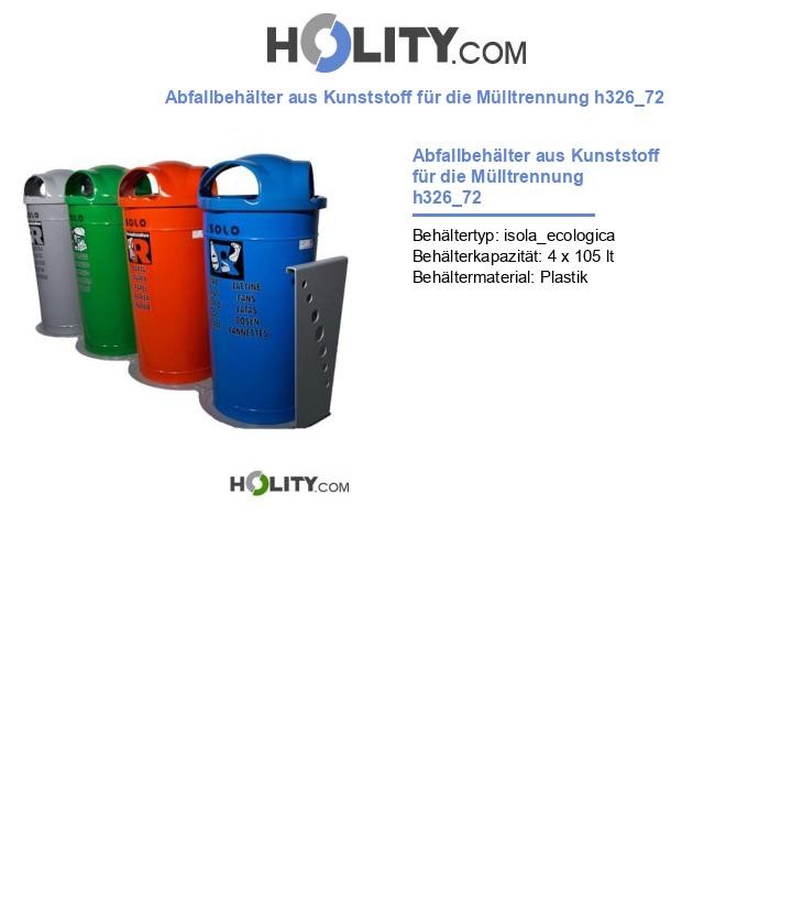 Abfallbehälter aus Kunststoff für die Mülltrennung h326_72