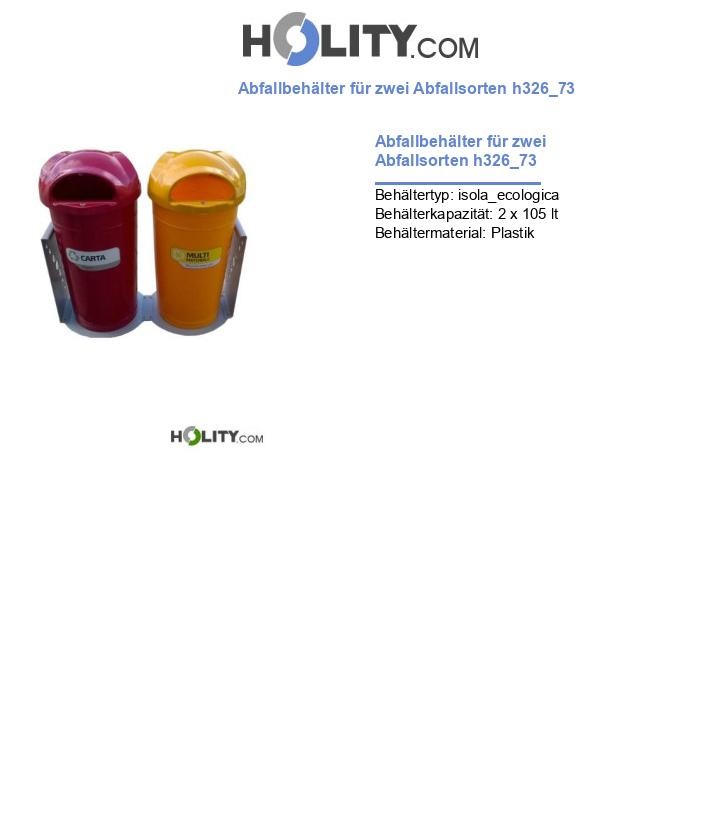 Abfallbehälter für zwei Abfallsorten h326_73