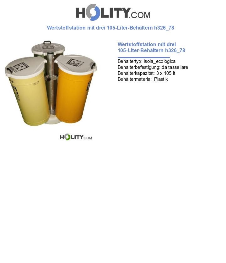 Wertstoffstation mit drei 105-Liter-Behältern h326_78