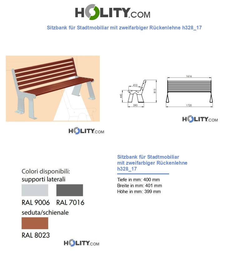 Sitzbank für Stadtmobiliar mit zweifarbiger Rückenlehne h328_17