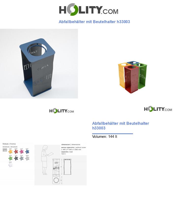 Abfallbehälter mit Beutelhalter h33003