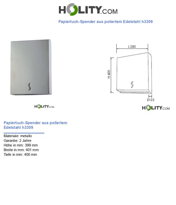 Papiertuch-Spender aus poliertem Edelstahl h3309