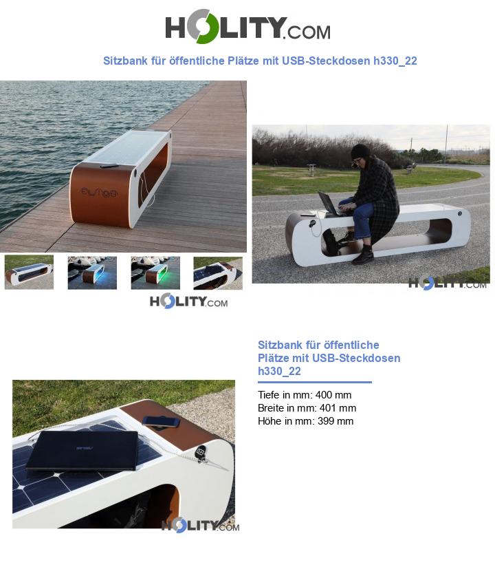 Sitzbank für öffentliche Plätze mit USB-Steckdosen h330_22