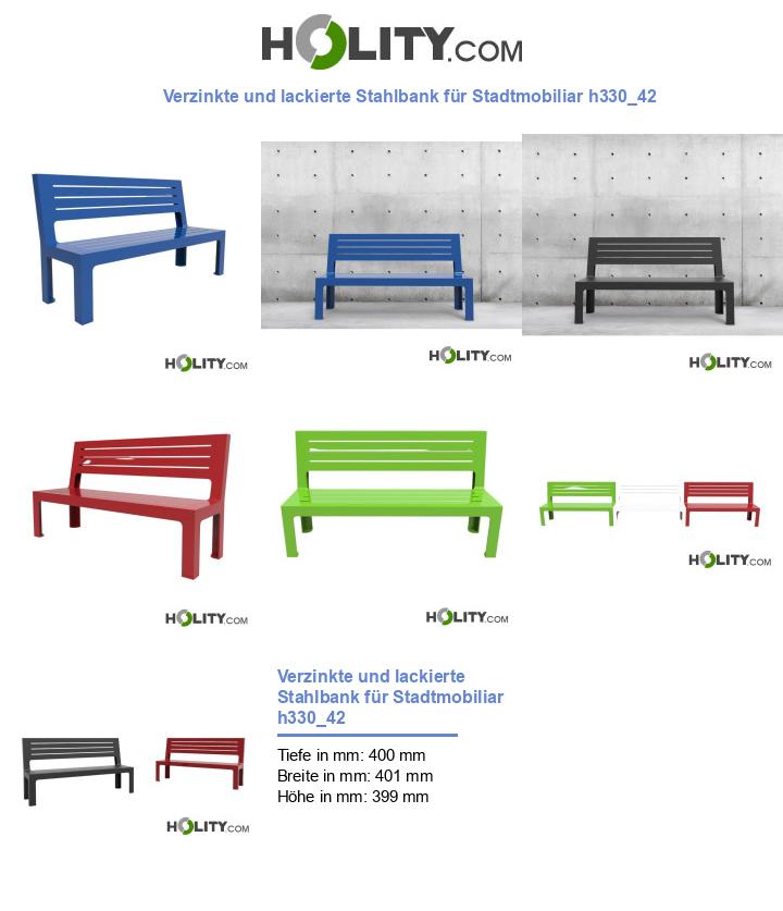 Verzinkte und lackierte Stahlbank für Stadtmobiliar h330_42