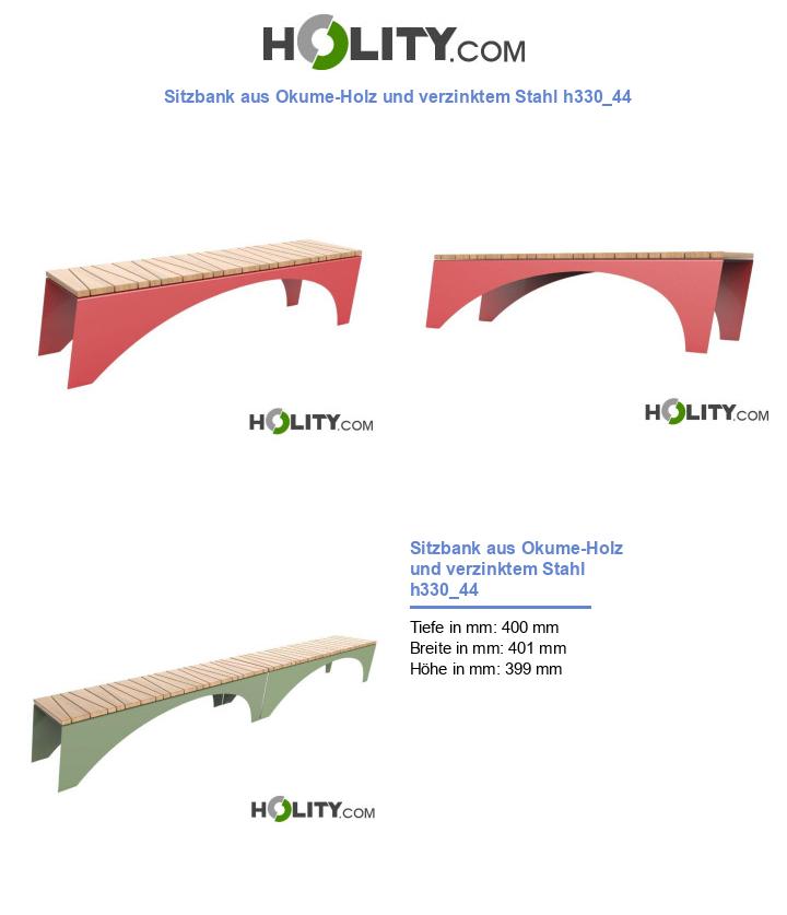 Sitzbank aus Okume-Holz und verzinktem Stahl h330_44