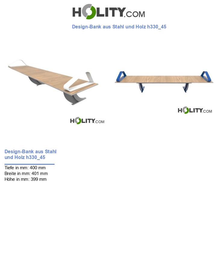 Design-Bank aus Stahl und Holz h330_45