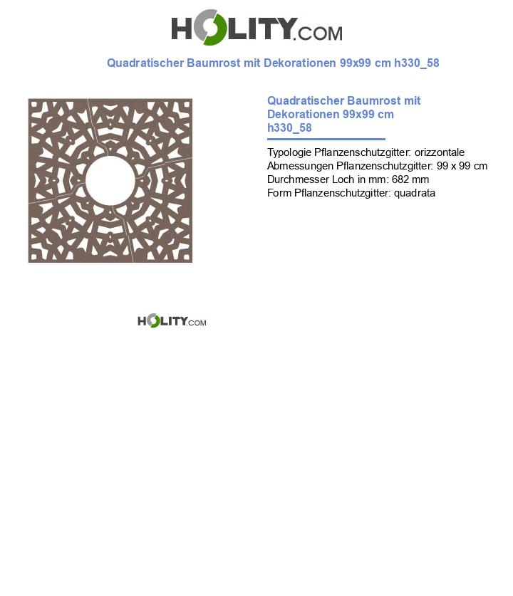 Quadratischer Baumrost mit Dekorationen 99x99 cm h330_58