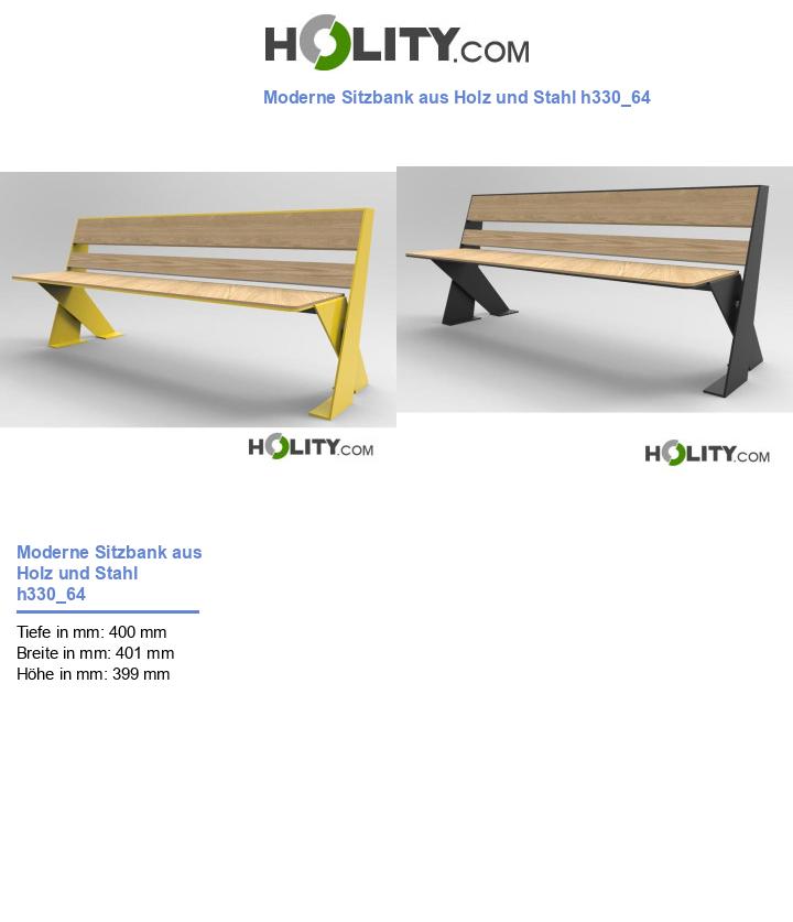 Moderne Sitzbank aus Holz und Stahl h330_64