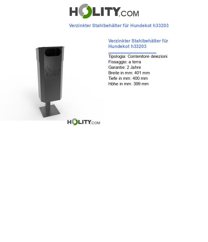 Verzinkter Stahlbehälter für Hundekot h33203