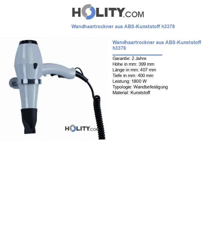 Wandhaartrockner aus ABS-Kunststoff h3378