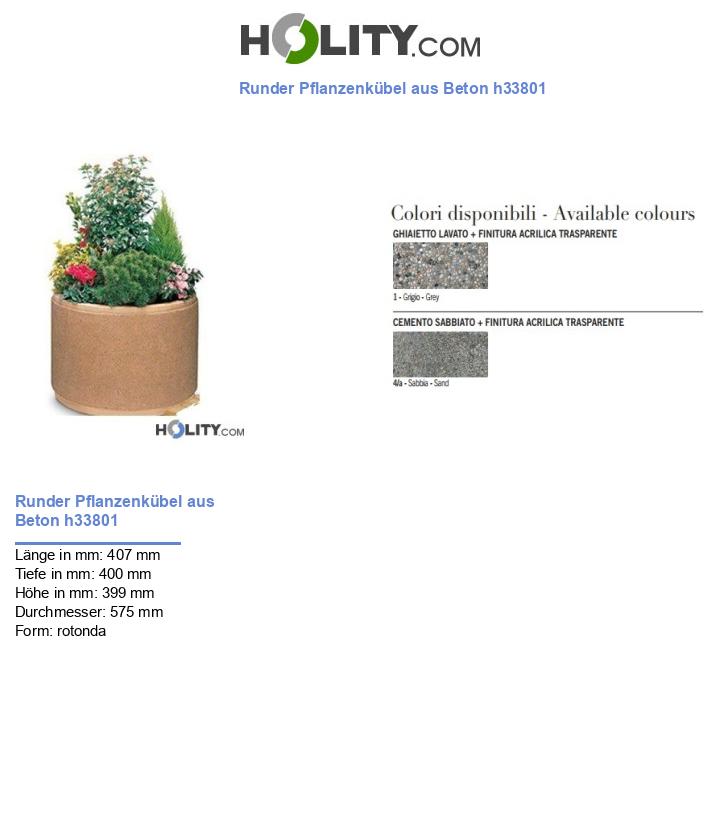 Runder Pflanzenkübel aus Beton h33801