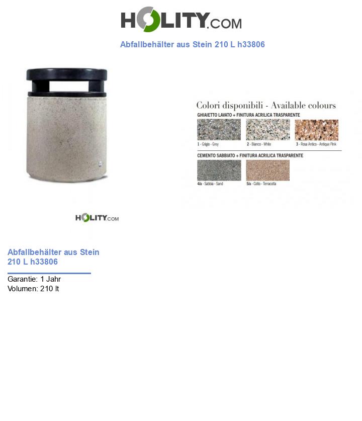 Abfallbehälter aus Stein 210 L h33806