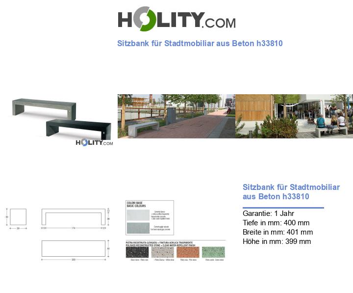 Sitzbank für Stadtmobiliar aus Beton h33810