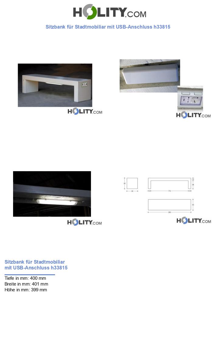 Sitzbank für Stadtmobiliar mit USB-Anschluss h33815