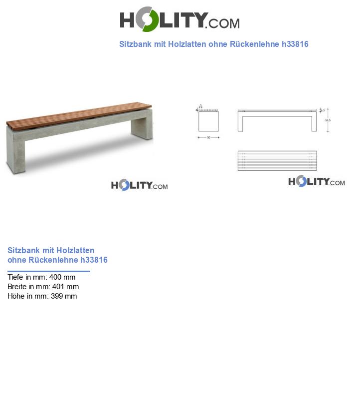 Sitzbank mit Holzlatten ohne Rückenlehne h33816