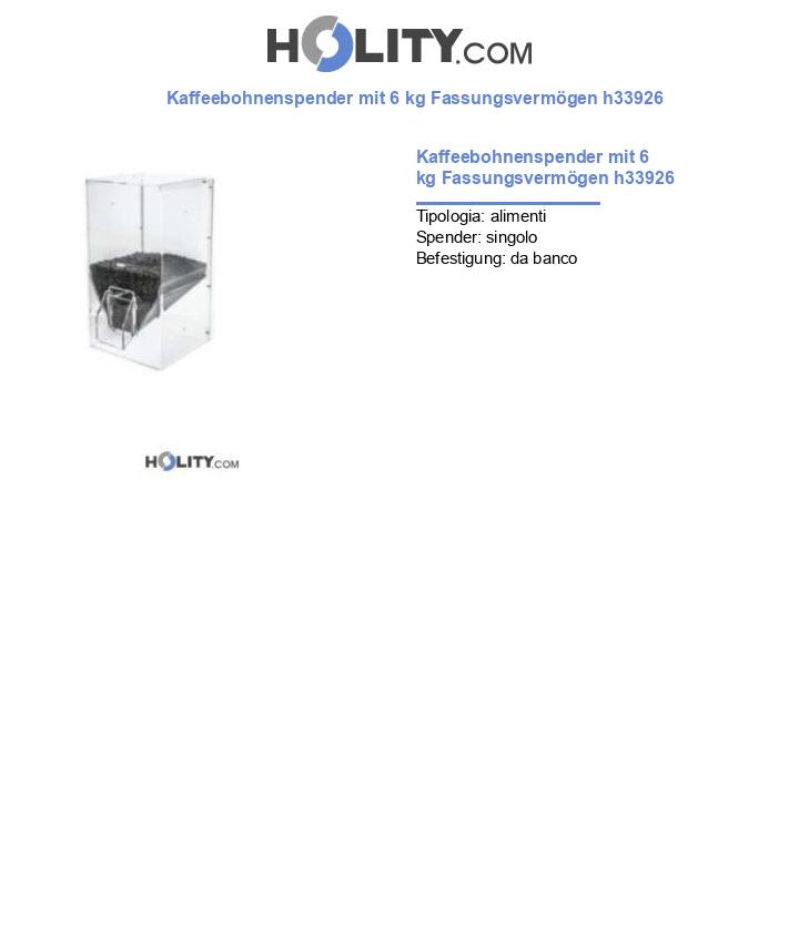 Kaffeebohnenspender mit 6 kg Fassungsvermögen h33926