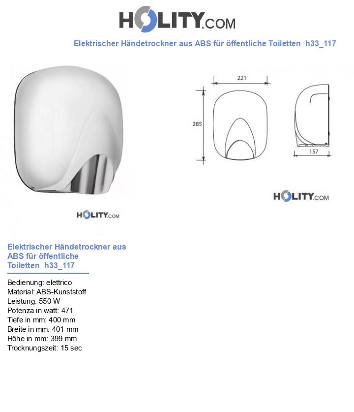 Elektrischer Händetrockner aus ABS für öffentliche Toiletten  h33_117