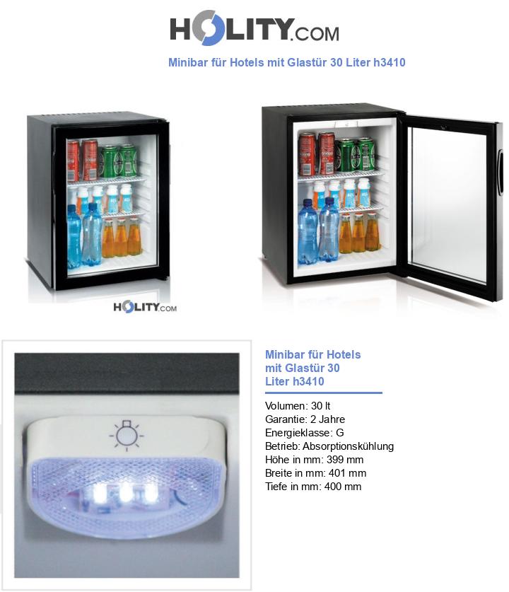 Minibar für Hotels mit Glastür 30 Liter h3410