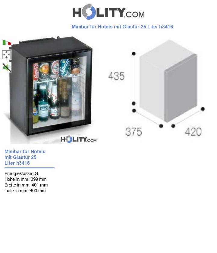 Minibar für Hotels mit Glastür 25 Liter h3416