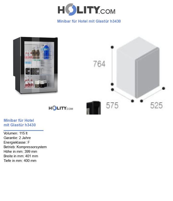 Minibar für Hotel mit Glastür h3430