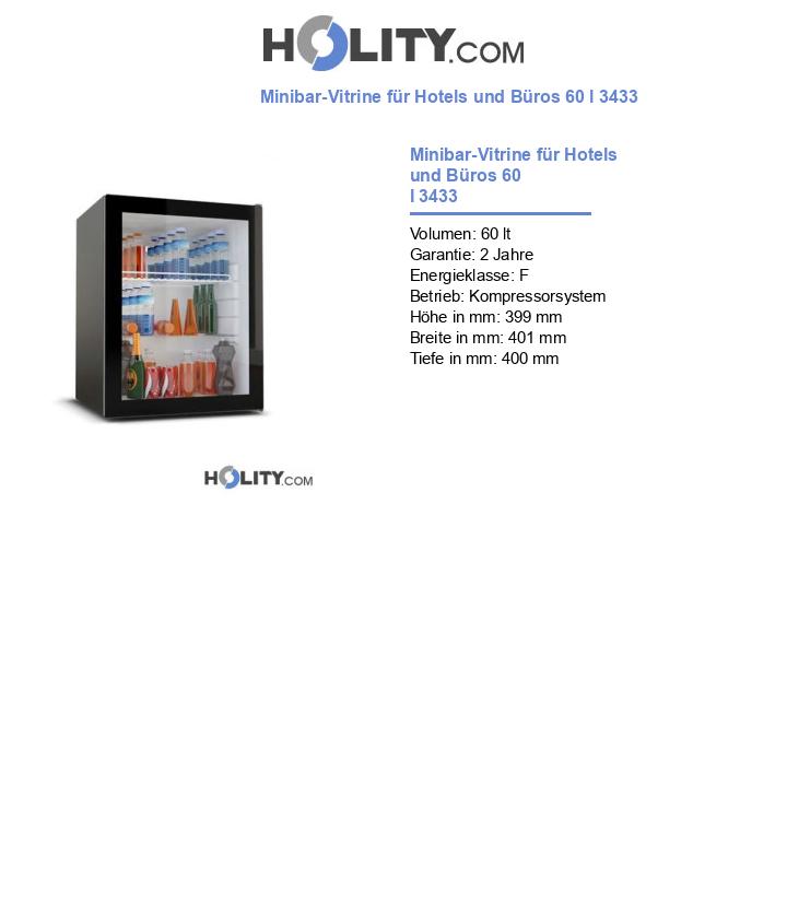 Minibar-Vitrine für Hotels und Büros 60 l 3433